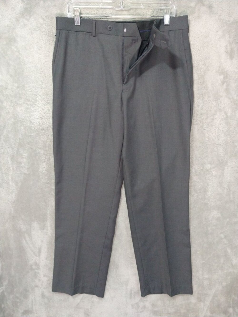 Stafford Dress Pants Mens 34x30 Gray Performance Classic Fit Flat Front Preppy